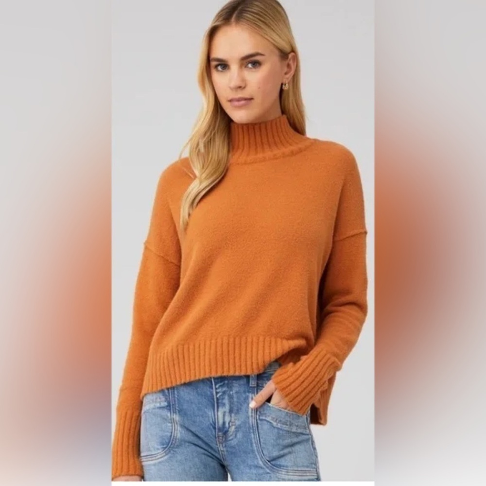 Free People Women's Vancouver Turtleneck Pumpkin Pie Sweater, Size Small